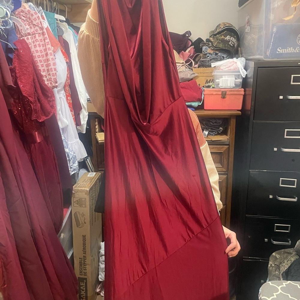 Chic Burgundy Satin Dress
